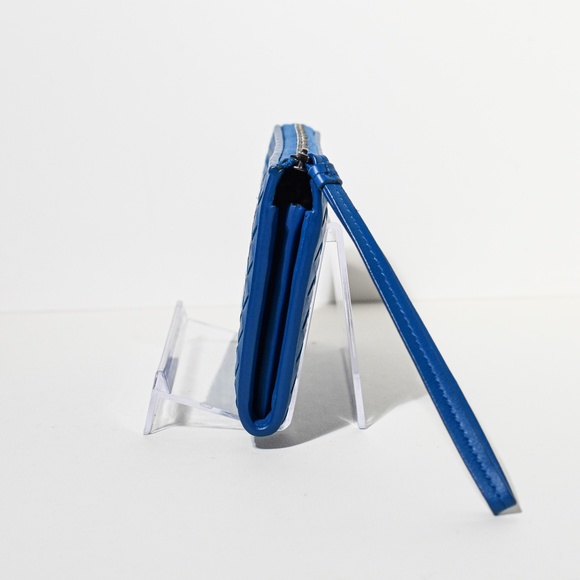 Bottega Veneta Aqua Intrecciato Nappa Leather Zip Wallet Blue - Picture 3 of 10